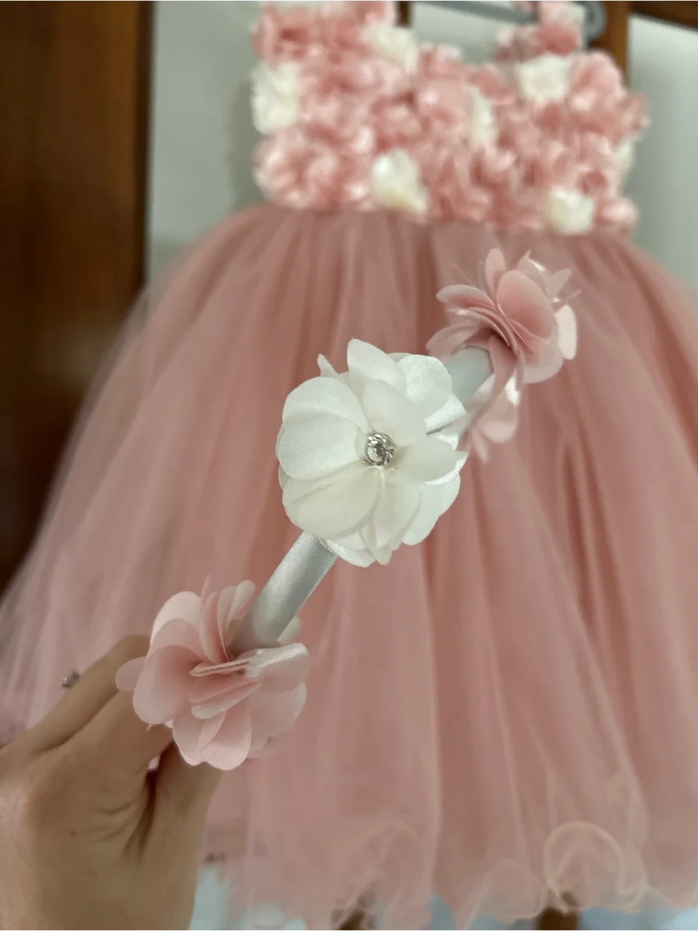 Rose Campanula Blush Pink and White Tulle Party Dress